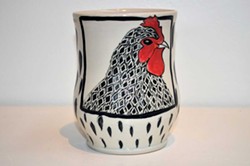 SUBMITTED - "Chicken Mug" by E.Y. Shore on display at Arcata Artisans.
