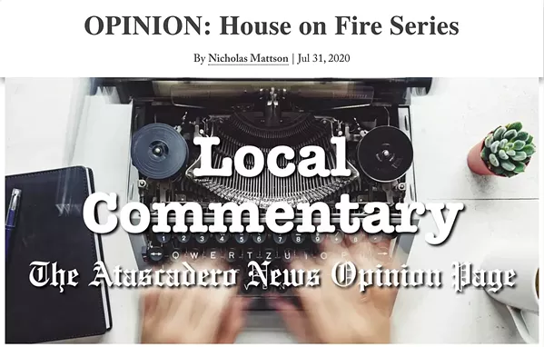 VIEWPOINTS Atascadero community members are raising concerns about a recent opinion column in the Atascadero News that connected increased COVID-19 cases to protests and had an alleged reference to the QAnon conspiracy theory. - SCREENSHOT COURTESY OF THE ATASCADERO NEWS