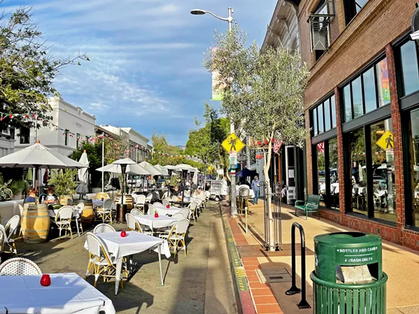 CRACKING DOWN San Luis Obispo says it's doing more to enforce public health orders—including policing its downtown nightlife—as cases of COVID-19 surge. - PHOTO BY PETER JOHNSON