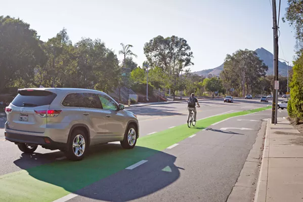 NO VEHICLES VISION San Luis Obispo's draft active transportation plan includes more than 300 bike and pedestrian projects, with a goal to build 100 percent of the top-priority facilities by 2030. - FILE PHOTO BY KAORI PETERS