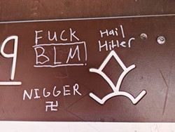 HATE SPEECH Local activist group says racist graffiti found on a play structure in Santa Margarita Community Park in December 2020, is evidence of racism within the community. - PHOTO COURTESY OF THE NAACP SLO COUNTY BRANCH