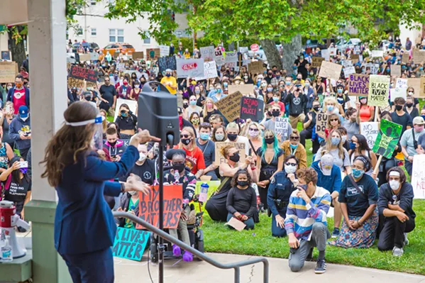 CALLS FOR CHANGE In response to Black Lives Matter protests last summer (pictured), San Luis Obispo assembled a Diversity, Equity, and Inclusion Task Force. On Jan. 12, that task force outlined a set of policy recommendations to the City Council. - FILE PHOTO BY JAYSON MELLOM