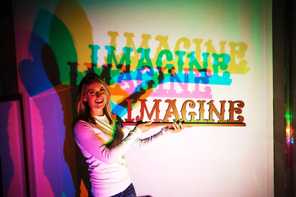 GET ARTSY! Owner Alaina McBride wants her Edna Valley Design Ranch to be a place where imaginations are set free, for instance in this shadowbox she created from an old truck. - PHOTO BY JAYSON MELLOM