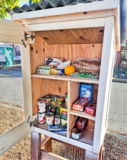 ACCESSIBLE Little pantries like this one popped up in San Luis Obispo neighborhoods during the pandemic as a way to help those in need get access to food. - PHOTO COURTESY OF ETHAN STAN
