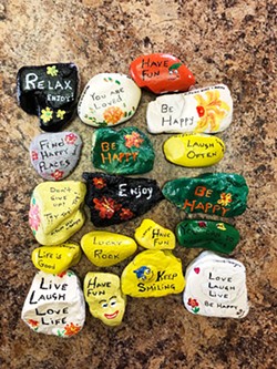 YOU ROCK Nipomo resident Lynn Borges started painting rocks and leaving them around town to cheer people up during the pandemic. Now she's a small-town icon. - PHOTO COURTESY OF LYNN BORGES