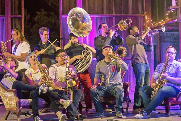 PHAT HORNS Catch the funk and pop mash-ups of horn ensemble Brass Mash on March 5 at Liquid Gravity. - PHOTO COURTESY OF BRASS MASH
