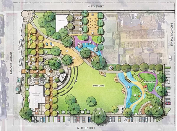 A NEW VISION Grover Beach plans to demolish an existing gazebo at Ramona Garden Park and replace it with fitness and educational space, along with the addition of a new playground and enhanced amphitheater. - IMAGE FROM GROVER BEACH STAFF REPORT