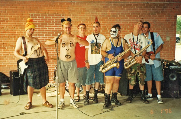 AH, YOUTH Author Aaron Carnes (second from left) with his former ska band, Flat Earth, somewhere in Texas circa 1996. - PHOTO COURTESY OF AARON CARNES