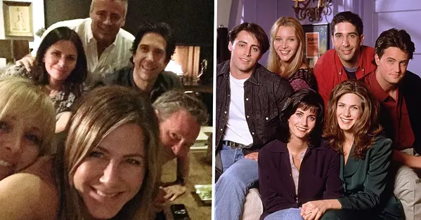 NOW AND THEN The cast—Jennifer Aniston, Matthew Perry, Courteney Cox, Matt LeBlanc, Lisa Kudrow, and David Schwimmer—of the long-running sitcom, Friends, reunite for a TV special screening on HBO Max. - PHOTO COURTESY OF BRIGHT/KAUFFMAN/CRANE PRODUCTIONS