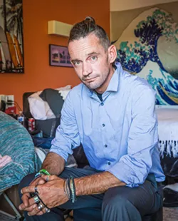 HOUSED Billy, 41, has been housed in ECHO Paso Robles, a former Motel 6, for a month after spending nearly three years homeless. - PHOTO BY JAYSON MELLOM