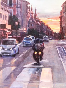 IT TAKES TWO TO TANGO A collection of oil paintings by Renée Kelleher (whose piece, Sunset Reflections Madrid, is pictured here) is currently hanging alongside several pastel pieces by fellow artist Jim Tyler in a duo show at Gallery Los Olivos, titled Inside/Outside. - COURTESY IMAGE BY RENÉE KELLEHER