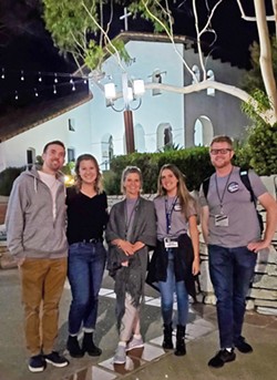 TEAMING UP Mystery Loves Company Tours is (left to right) husband-and-wife duo Matt and Katy Nicholson, and tour guides Amy Layman, Ashley Bucknum, and Kevin Boynton. - PHOTO COURTESY OF KATY NICHOLSON