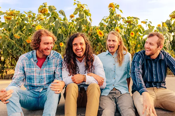 JOY BOYS Próxima Parada—(left to right) Kevin Middlekauff, Nick Larson, Aaron Kroeger, and Josh Collins—play an album release party for Second Brother, on Nov. 6, at SLO Brew Rock. - PHOTO COURTESY OF CAROLYN EICHER