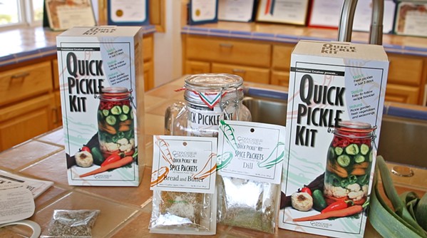 BRINE TIME Quick Pickle Kits include a 44-page cookbook, quick start guide, container and rubber gasket, and choice of three spice packets&mdash;dill, sweet, and bread and butter. - PHOTO COURTESY OF QUICK PICKLE KIT