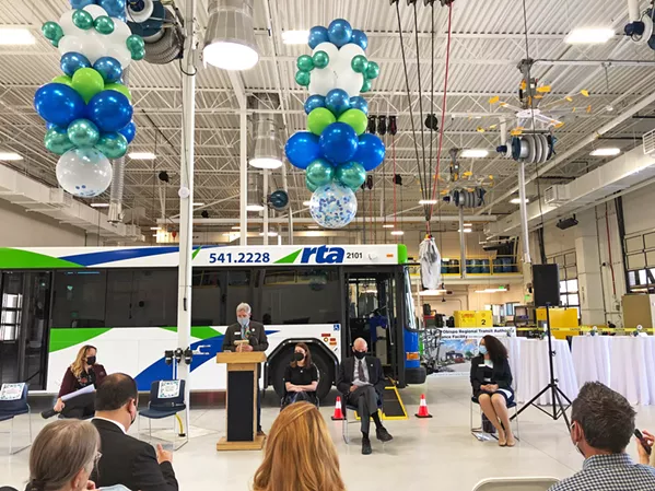 RIBBON-CUTTING The Elks Lane bus facility officially opened to the public on March 18 after the ribbon-cutting ceremony. - PHOTO COURTESY OF STANTEC