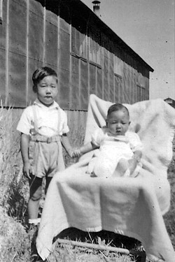 FAMILY LEGACY Ron Eto Kikuchi is the grandson of Tameji and Take Eto, and the son of Susy Eto Kikuchi Bauman and Leo Kikuchi. Ron, posing next to his baby brother Gerry, is 3 years old in this photo taken at an internment camp in Arkansas. - PHOTO COURTESY OF THE CAL POLY SUSY ETO BAUMAN COLLECTION