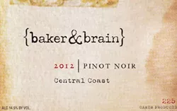 BAKER & BRAIN 2012 PINOT NOIR CENTRAL COAST: