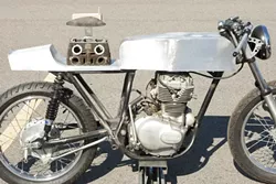 FRANKENBIKE : This fabricated café racer is one of several one-of-a-kind bikes on display. - PHOTOS BY STEVE E. MILLER