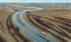 ACROSS THE UNIVERSE: Michael Lazorka’s "Crossroads" illustrates the vastness of the Western landscape. - IMAGE COURTESY OF SLOMA