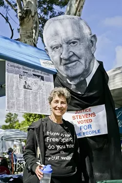 TAKE BACK AMERICA: Lanyce Mills of Citizens Congress explains the importance of getting money out of politics and reversing Citizens United. - PHOTO BY GLEN STARKEY