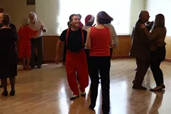 SWING, BABY, SWING! : Members of the Basin Street Regulars dance the afternoon away. Hear the Basin Street Regulars combo, the Midnight Rose Jazz Band, and the Carrillo High School Jazz Band on March 24 in the Pismo Beach Vets Hall. - PHOTO BY CATHY CARDINAL
