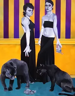 EAT THEIR HEARTS OUT : At her Studios on the Park solo show, local artist Lena Rushing takes an unnerving look at women and their environments, often placing them in the company of wild animals. - ALL ARTWORK BY LENA RUSHING