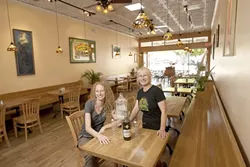 OOH LA LA! : General Manager Annie Bourg (left) and owner Carolyn Fagnani run Broad Street Tavern, a new downtown establishment with a European café twist. - PHOTO BY STEVE E. MILER