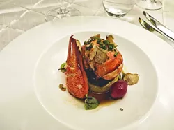 LOBSTER FOR THE WIN: The chefs' butter poached lobster with Bloomsdale spinach, potato fondant, and sauce perigeux is guaranteed to delight. - PHOTO BY DAN HARDESTY