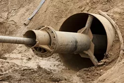 PIPELINE, LIFELINE?: Water from the Nipomo Supplemental Water Project (pictured here under construction) is scheduled to start flowing sometime in 2015. Though the project will bring relief for the depleted Santa Maria Groundwater Basin, some say it isn’t enough. - FILE PHOTO BY STEVE E MILLER
