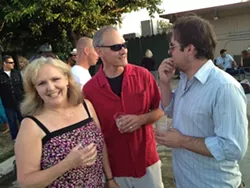 VIPS! : (Left to right) Patty Thayer of the SLO Symphony, husband David Thayer of Aspect Studios, and Kevin Dale Harris of the SLO Little Theatre chat it up. - COLOR IPHONE PHOTOS BY STEVE E. MILLER