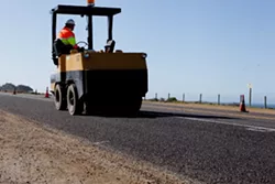 HEADSET LOOSENER : Cyclists complain that Caltrans’ 2012 chip seal job made riding an iconic stretch of Highway 1 with road bike tires prohibitively uncomfortable. - PHOTO COURTESY OF CALTRANS DISTRICT 5