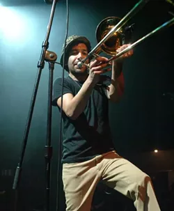 THEY’RE MAD I TELL YOU! MAAAAAD!!!! : Trombonist Ed Hernandez (left) and guitarist Sascha Lazor are two members of the awesome ska-punk act The Mad Caddies, playing June 13 at Downtown Brew for only $6! - PHOTO COURTESY OF THE MAD CADDIES