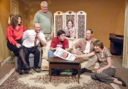 BECKY AND COMPANY : Becky Foster (Lori Cunningham, far left) doesn’t have an unhappy life. But when opportunity comes along in the form of a rich stranger, she’s tempted to trade her old life in for a hot new model. - PHOTO BY BRETT WHITE