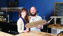 EAT, DRINK, AND BE MERRY:  Wife and husband team, Alex and Shawn Dugan are happy to serve you at their new wine bar and eatery next to the Carlton Hotel in Atascadero. - PHOTO BY STEVE E. MILLER
