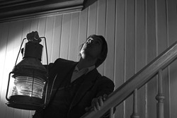 WHO GOES THERE?:  Matt O'Neill, pictured, in filmmaker Benjamin Cooper&rsquo;s adaptation of Poe&rsquo;s last, unfinished short story, &ldquo;The Lighthouse.&rdquo; - PHOTO COURTESY OF BENJAMIN COOPER