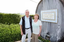 NUTTY PROFESSORS: In the early ’80s, Claiborne “Clay” Thompson and his wife Fredericka Churchill ditched their careers as University of Michigan professors and planted winemaking dreams in Edna Valley’s fertile soil. - PHOTO BY KAORI FUNAHASHI