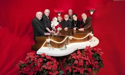 THE OLD GANG RETURNS: Six years ago, the Pewter Plough Playhouse wowed crowds with a Gershwin-centric musical extravaganza, and now the original cast—(left to right) George Anderson, David Manion, Viv Goff, Wayne Attoe, Jim Conroy, Laurelle Barnett, and Jim Buckley—is back for a holiday encore running Nov. 25 through New Year’s Eve. - PHOTO BY BRETTWHITEPHOTOGRAPHY.COM