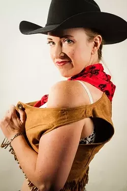 RIDE ’EM, COWGAL : Costumes, music, dance, and camp combine in SLO Tease’s neo-burlesque shows, Nov. 16, 17, and 24 at The Z Club. - PHOTOS BY BRIAN J. MATIS PHOTOGRAPHY
