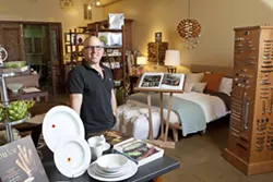 SPECIAL WARES : Recently transplanted from Boston, Chuck Quinn has opened a new home decoration store, C W Quinn Home, in what’s soon to be dubbed the “Design District” off of Tank Farm Road. - PHOTO BY STEVE E. MILLER
