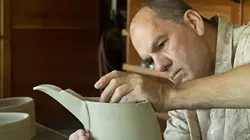 TOTALLY PUMPED: The design for potter Jeff Oestrich’s “beaked pitcher” was inspired by a pump in his grandfather’s cabin in rural Minnesota. - PHOTO COURTESY OF PBS