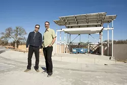MEN OF VISION: Lee A. Smith (left), owner of Prescient Entertainment, will be the exclusive talent booker for the new Vino Robles Amphitheater, and venue general manager Tim Reed will oversee construction and operation of the facility. - PHOTOS BY STEVE E. MILLER