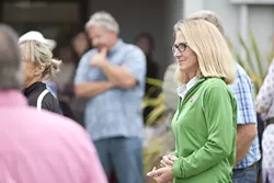 A LESS-THAN-FOND FAREWELL: Long-time Morro Bay City Manager Andrea Lueker (right), pictured here during the first in a series of contentious closed session meetings on her employment, finalized a separation agreement with the city on Dec. 12. - FILE PHOTO BY STEVE E. MILLER