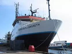 CHECKERED PAST? : If all goes according to schedule, the National Science Foundation-owned research vessel, the R/V Marcus Langseth, will conduct controversial seismic surveys around Diablo Canyon nuclear power plant, despite concerns over whether it’s the best boat for the job. - PHOTO COURTESY OF THE NATIONAL SCIENCE FOUNDATION