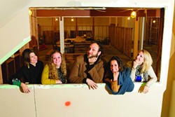 WORLD OF WINE-CRAFT :  The team of Proof Wine Collective has come together to start up the Turncoat Wine Company that&rsquo;s due to open in 2013 in The Creamery on Higuera in SLO. Pictured left to right are April Worley (operations), Ariel Rosso (design intern), Josh McFadden (creative director), Sarah Berger (designer), and Rachel Katra (design intern). - PHOTO BY STEVE E. MILLER