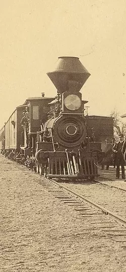 LO! THE CAR OF JUGGERNAUT! : A train at the Paso Robles depot in the late 19th century. - PHOTO COURTESY OF THE SLO COUNTY HISTORICAL SOCIETY