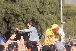 PUMP THE CROWD: LuckIam and Lana Shea, here getting the crowd going at last year’s fest, return for the 3rd Annual RocknFlow Underground Music Festival on April 26 at Santa Rosa Park. - PHOTO COURTESY OF THE ROCKNFLOW UNDERGROUND MUSIC FESTIVAL