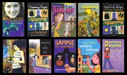 SAMMY KEYES INTERNATIONAL: Pictured are covers from Sammy Keyes and Hotel Thief from (left to right, starting from top left) Denmark, Holland, France, Germany, Japan, Mexico, Sweden, Thailand, and the United Kingdom.