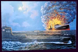 “Japanese sub sinks Union Oil tanker Montebello,” by George Healey Cooper, a Los Osos painter. - IMAGE COURTESY OF GEORGE HEALEY COOPER