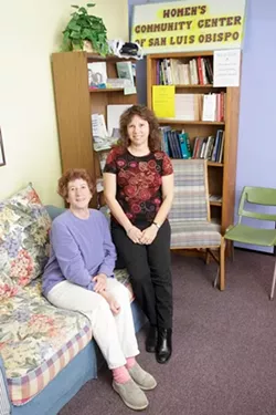 VOLUNTEERING FOR WOMEN : Angie King, left, and Robin Rinzler, right, are hardworking volunteers at the Women’s Community Center of SLO County, which offers information and resources for women and their families. - PHOTO BY STEVE E. MILLER