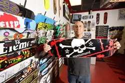 A GOOD RUN : With the closure of Monument Board Shop, in Arroyo Grande, set for mid-September, co-owner Bud Aquino reminisces about the local skateboarding scene. - PHOTO BY STEVE E. MILLER